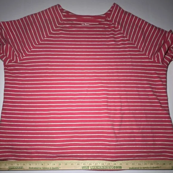 L.L. Bean Womens Red and Gray Striped Long Sleeve Pullover Size 3X Regular - Picture 6 of 11